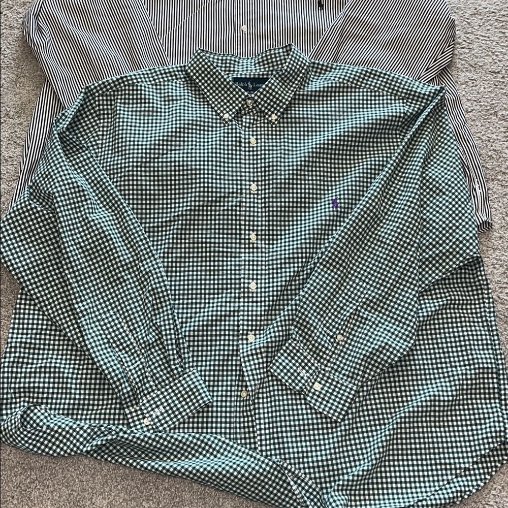 Three (3) Polo by Ralph Lauren Big Man Plaid & Stripe w/ Sewn Pony shirt 3XB Big - Picture 5 of 11